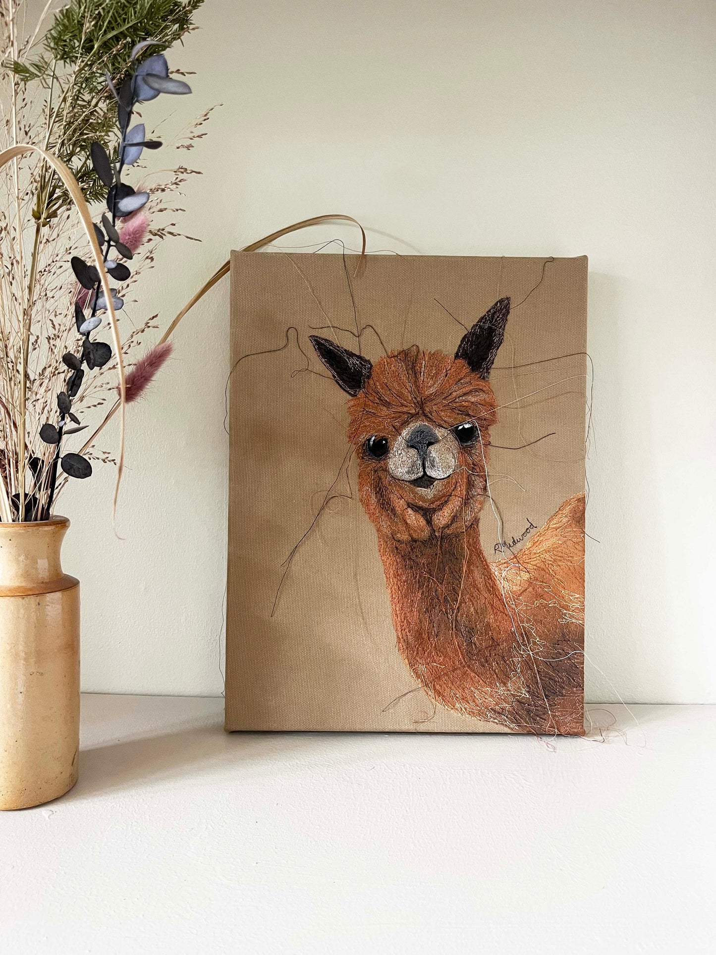 Alpaca Embroidered Canvas