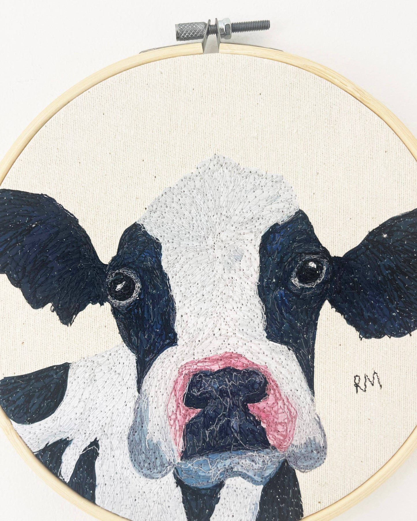 Cow Embroidery Hoop Picture