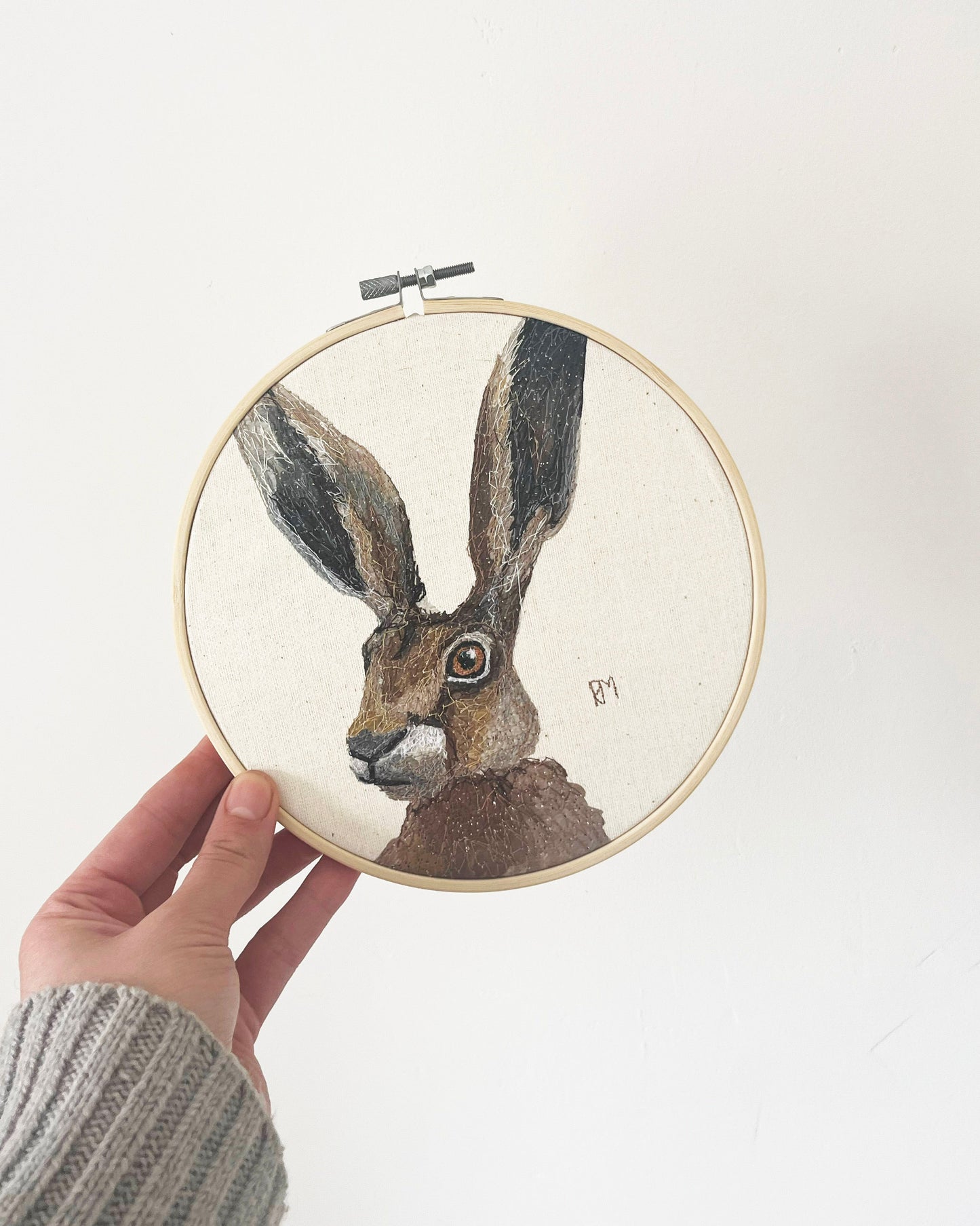 Hare Embroidery Hoop Picture