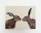*SOLD* Two Hares Embroidered Canvas