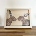 *SOLD* Two Hares Embroidered Canvas