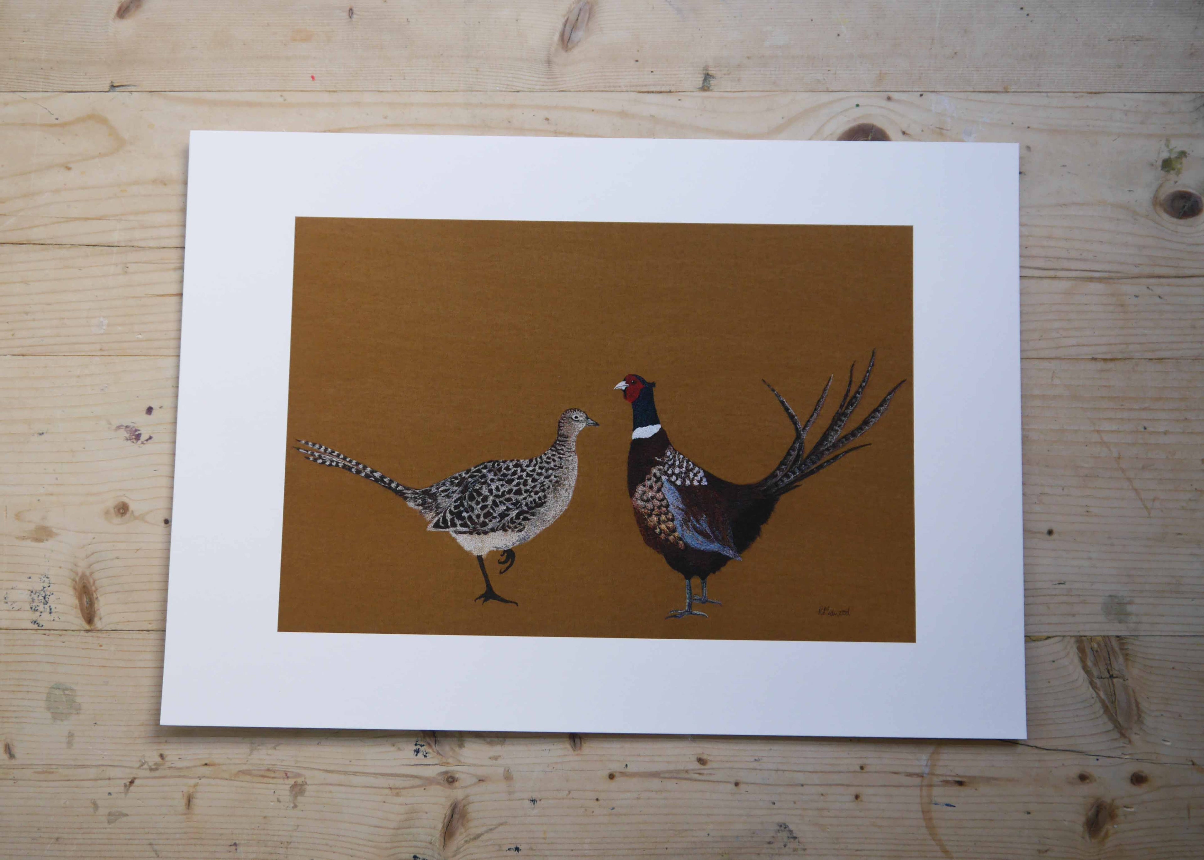 Mr & Mrs Pheasant Embroidered Canvas