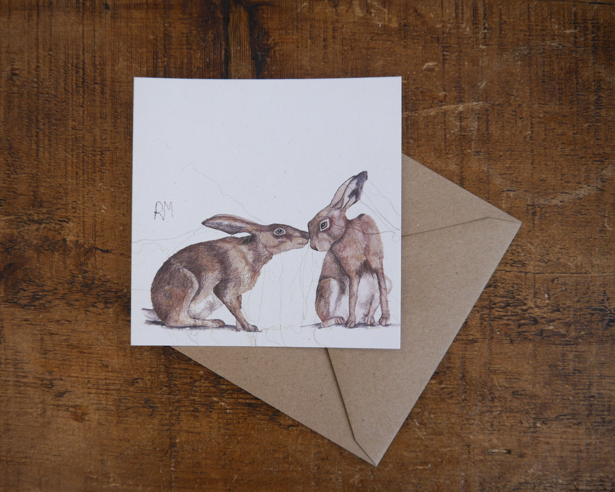 Two Hares Greetings Card