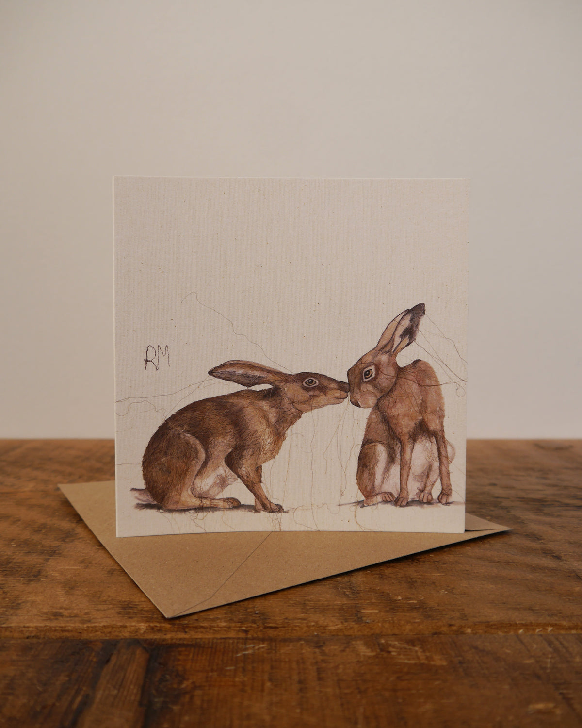 Two Hares Greetings Card