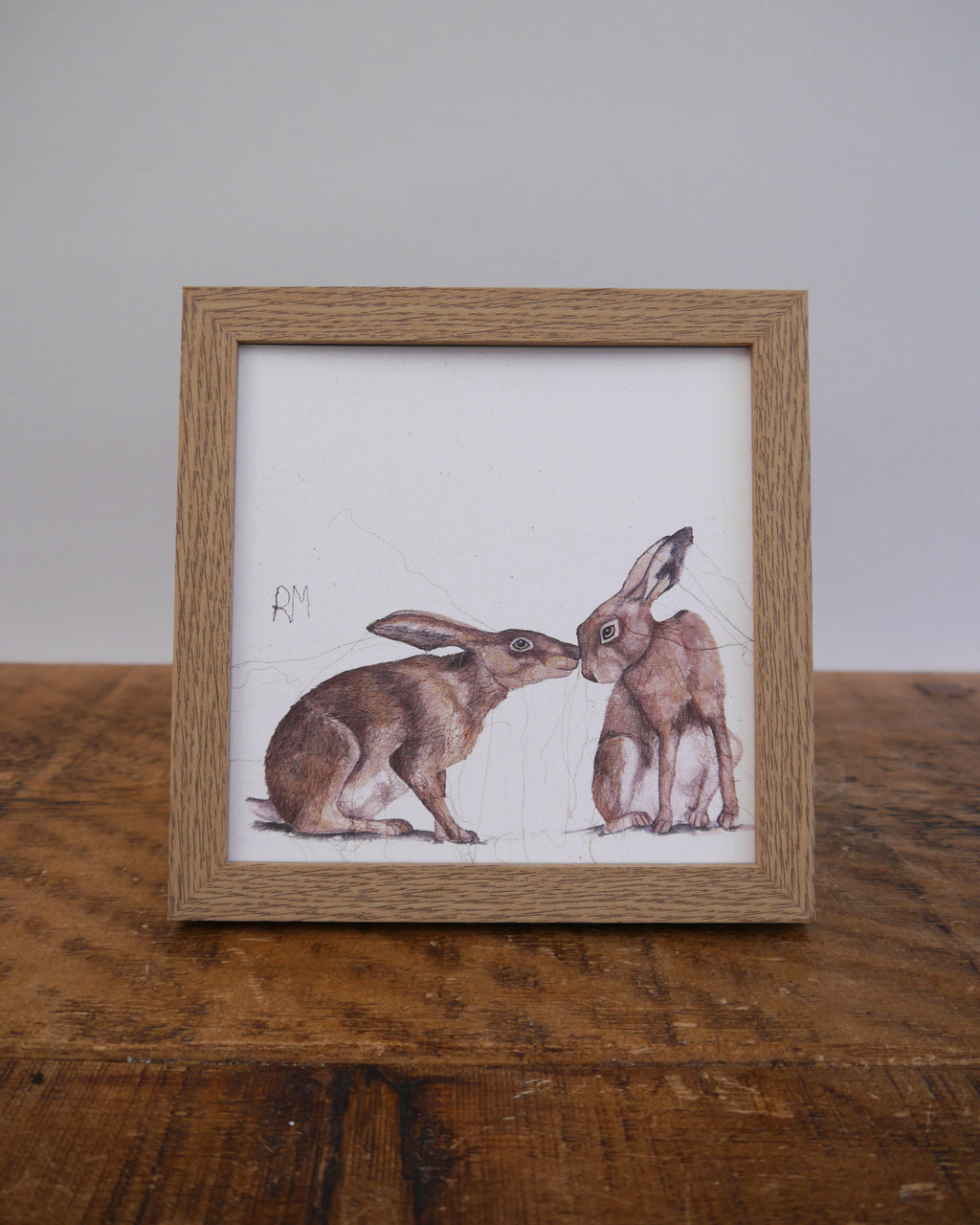 Two Hares Small Framed Print