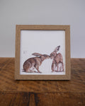 Two Hares Small Framed Print