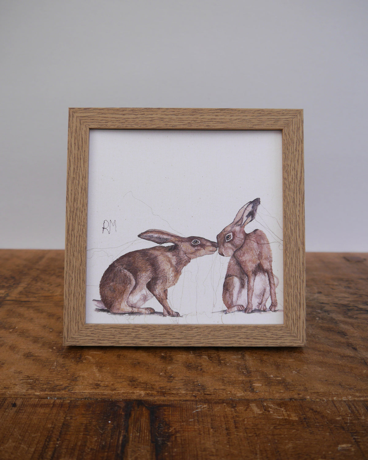 Two Hares Small Framed Print