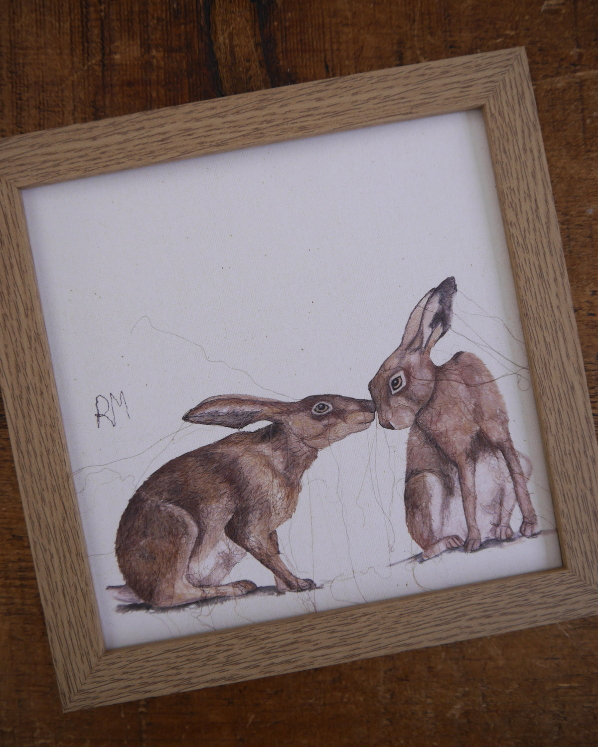 Two Hares Small Framed Print
