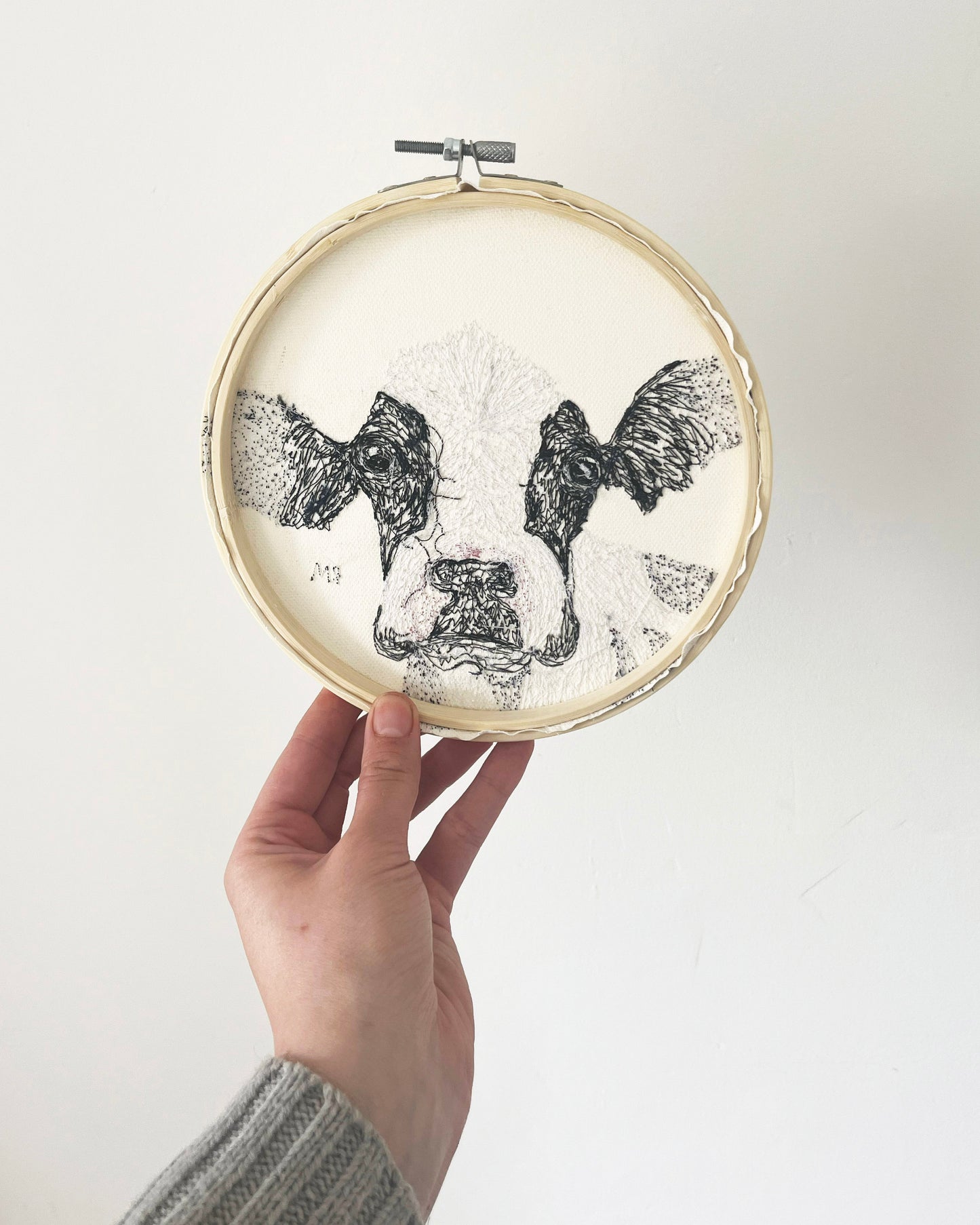 Cow Embroidery Hoop Picture