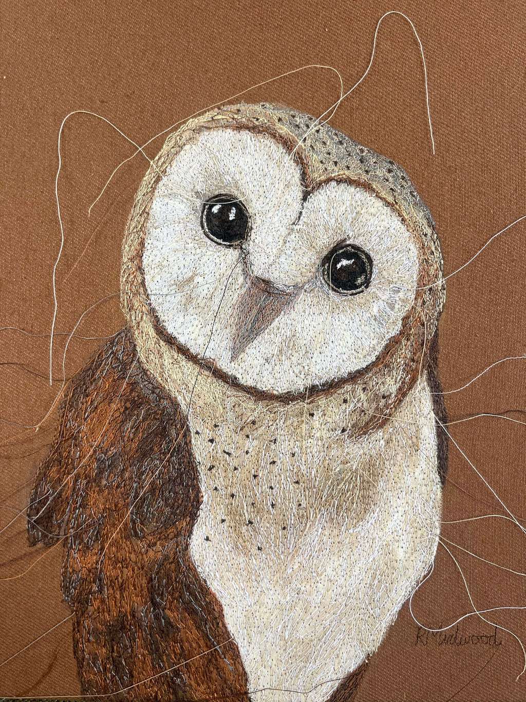 Barn Owl Embroidered Canvas