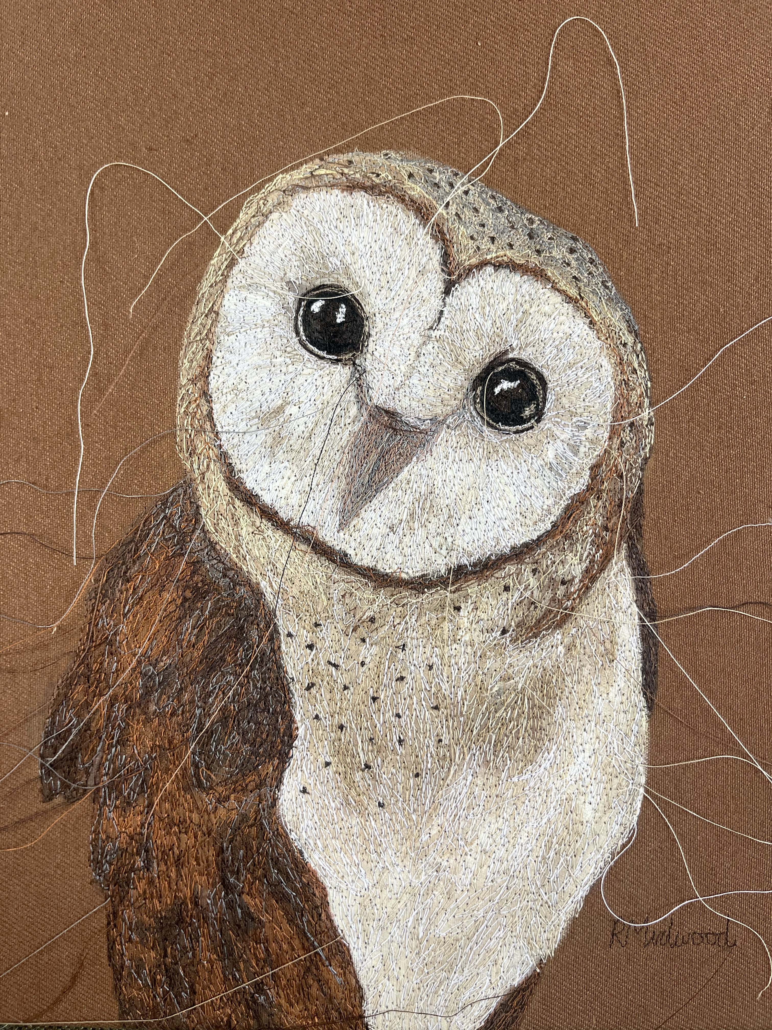 Barn Owl Embroidered Canvas