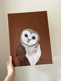 Barn Owl Embroidered Canvas