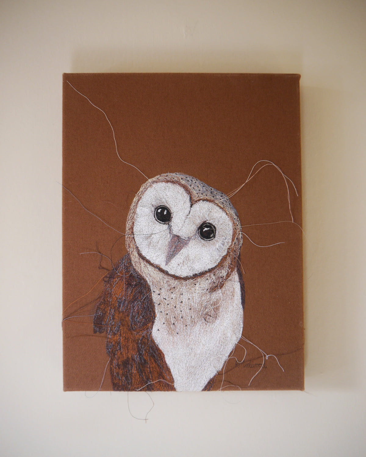 Barn Owl Embroidered Canvas