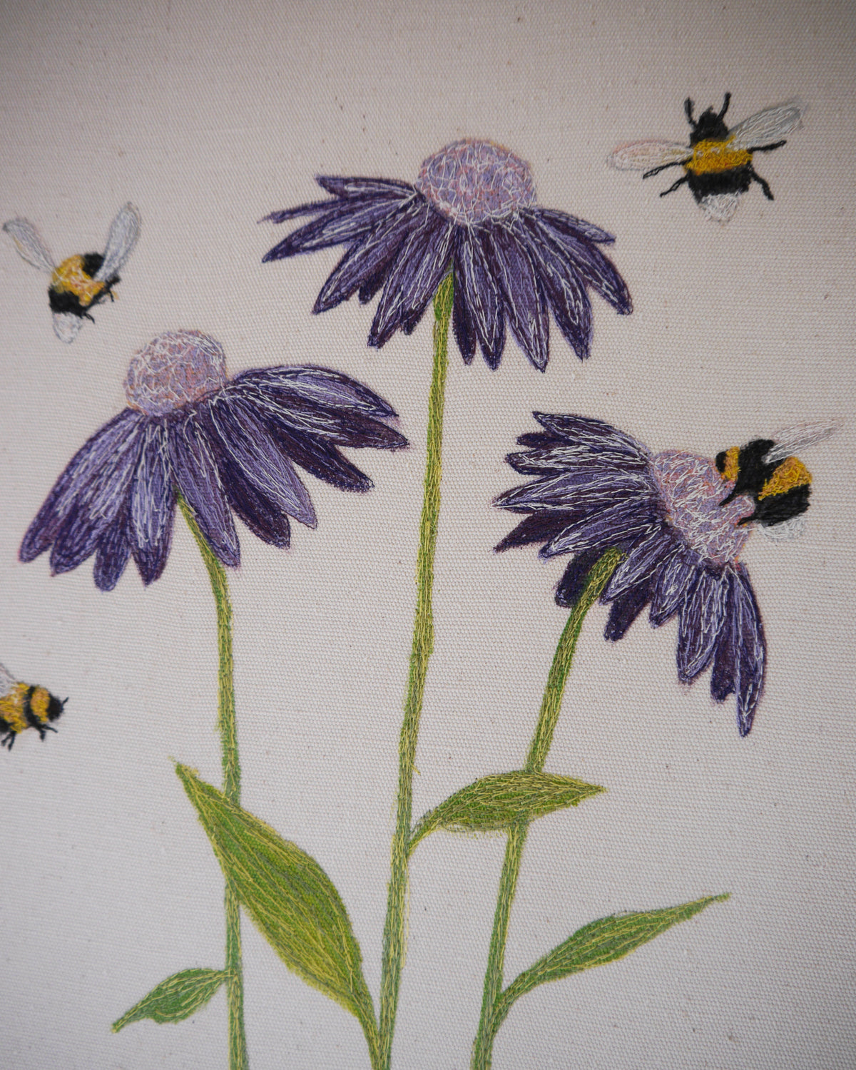 Bees on Blooms Embroidered Canvas