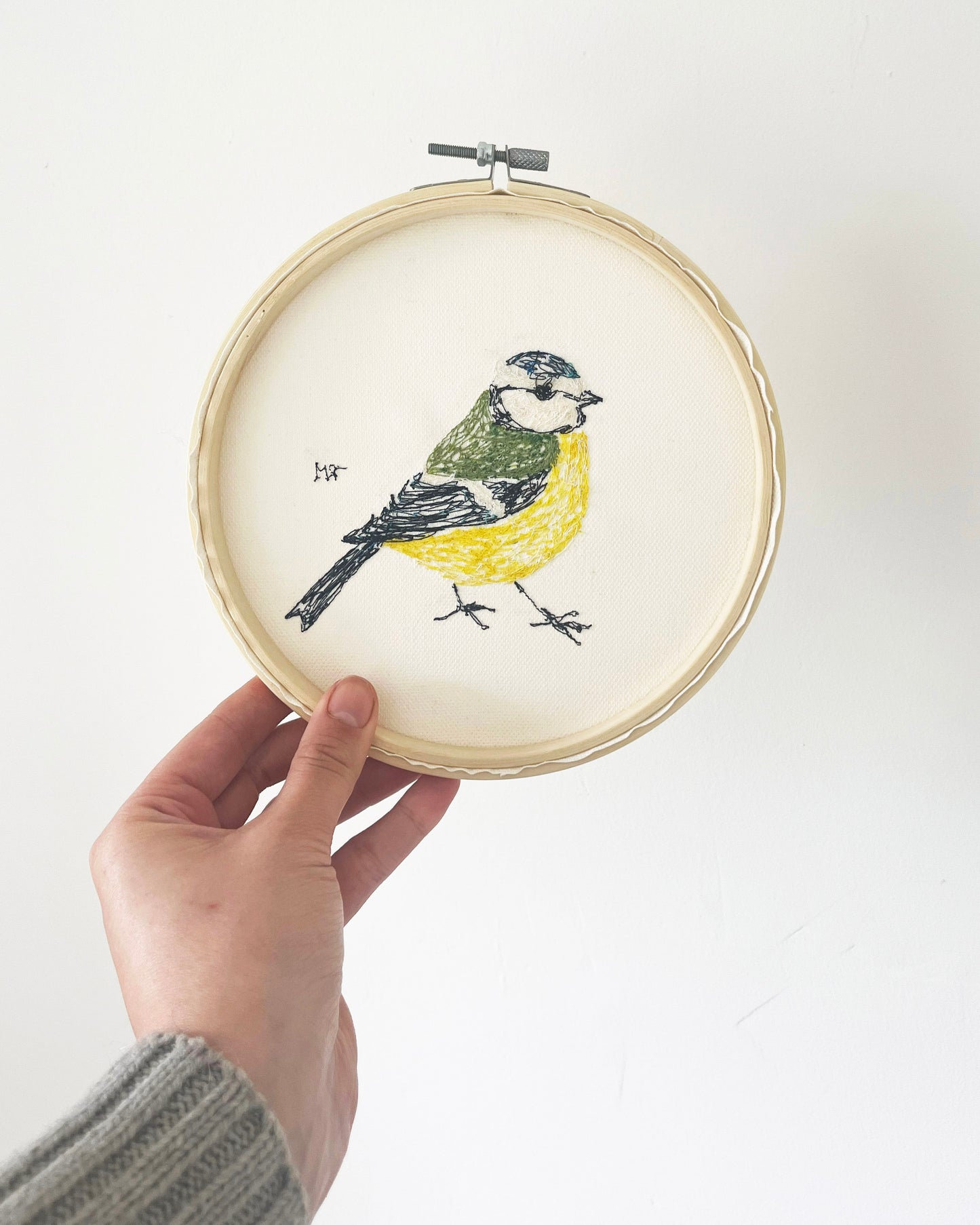 Bluetit Embroidery Hoop Picture