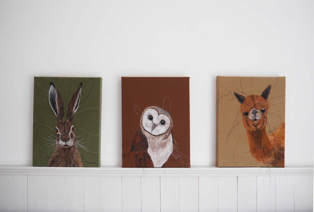 *SOLD* Hare Embroidered Canvas