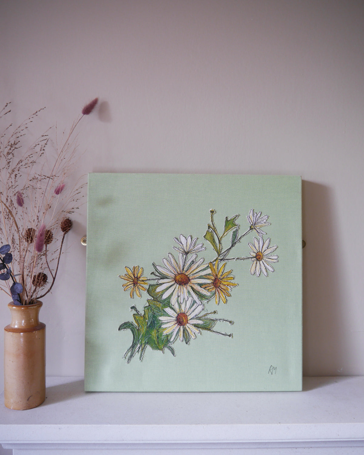 Daisies Embroidered Canvas