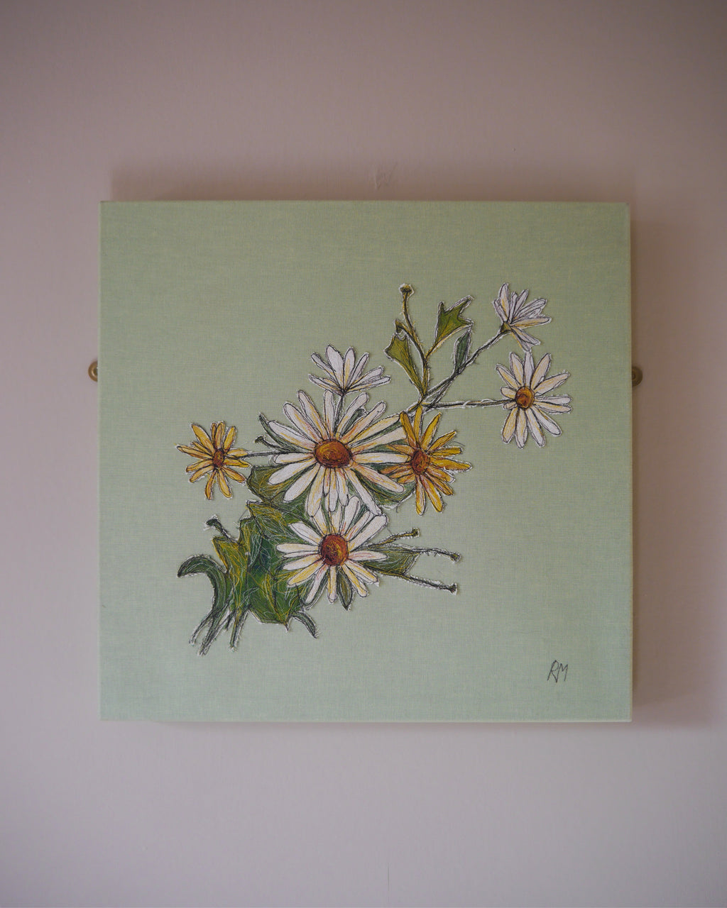 Daisies Embroidered Canvas