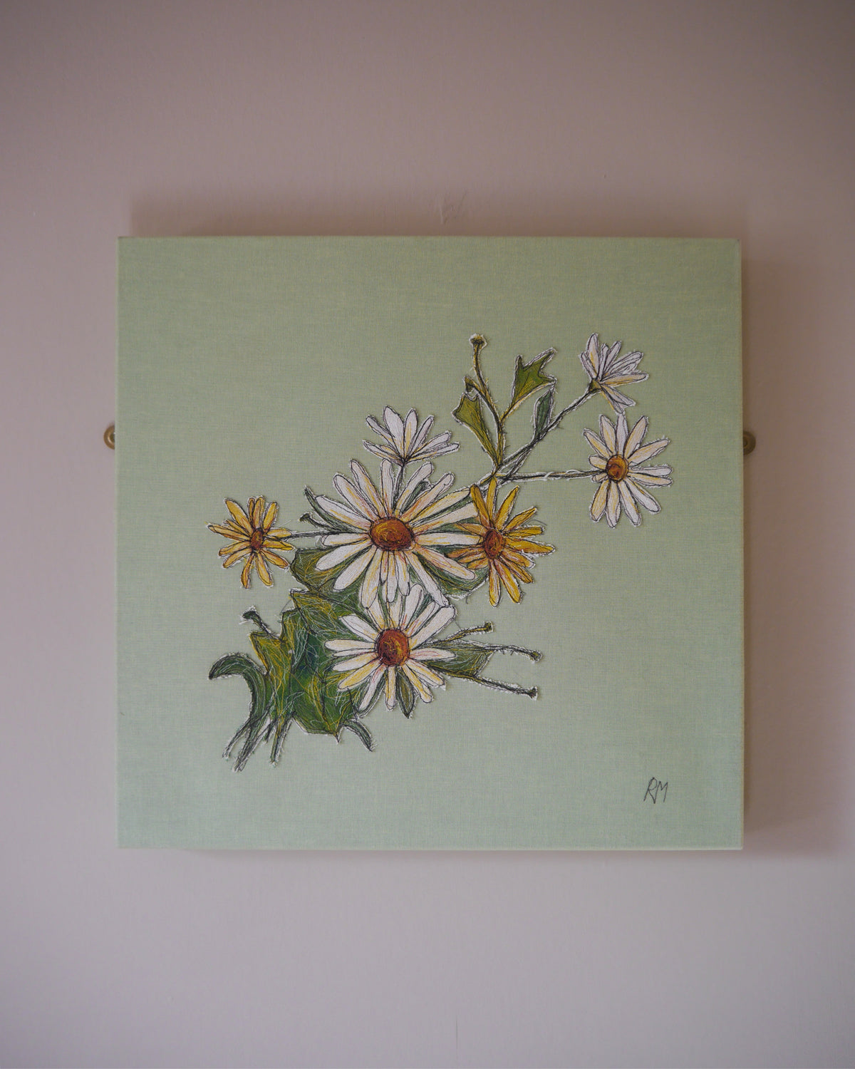 Daisies Embroidered Canvas