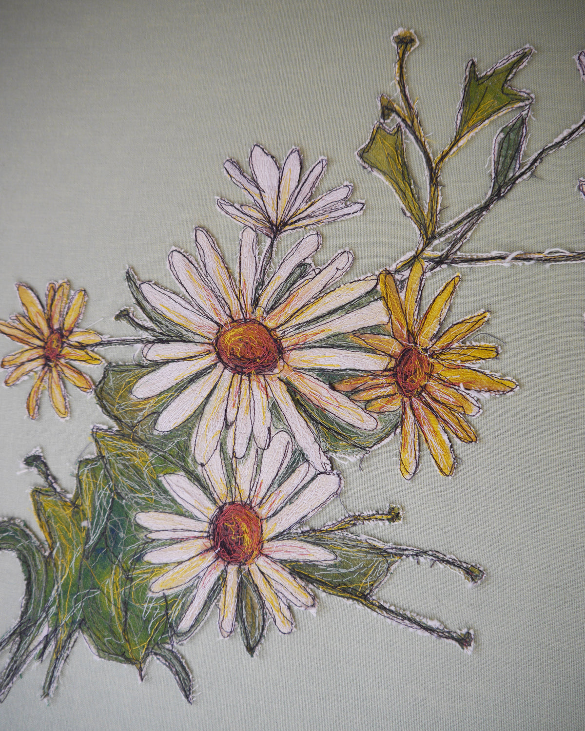 Daisies Embroidered Canvas