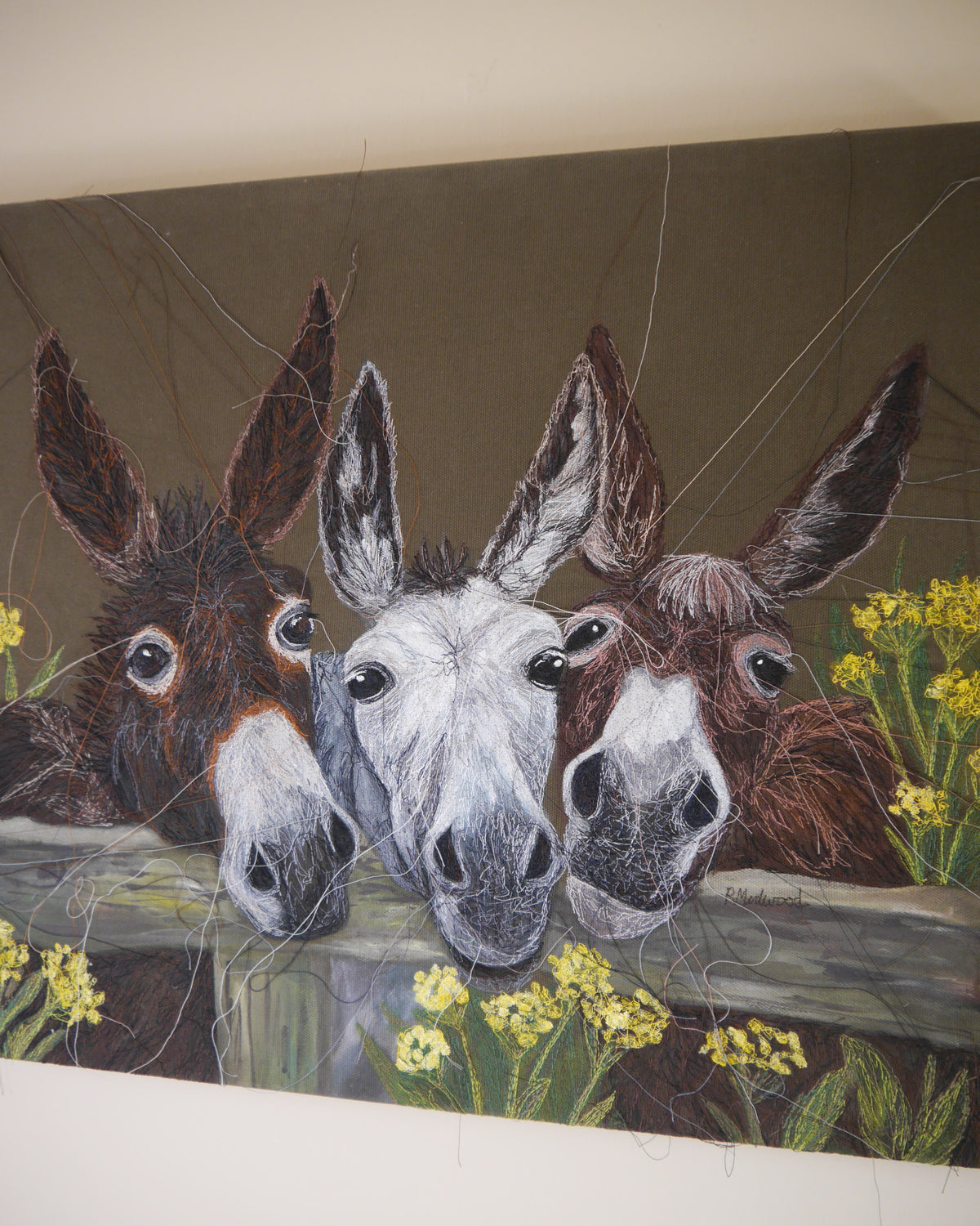 Donkey's Embroidered Canvas