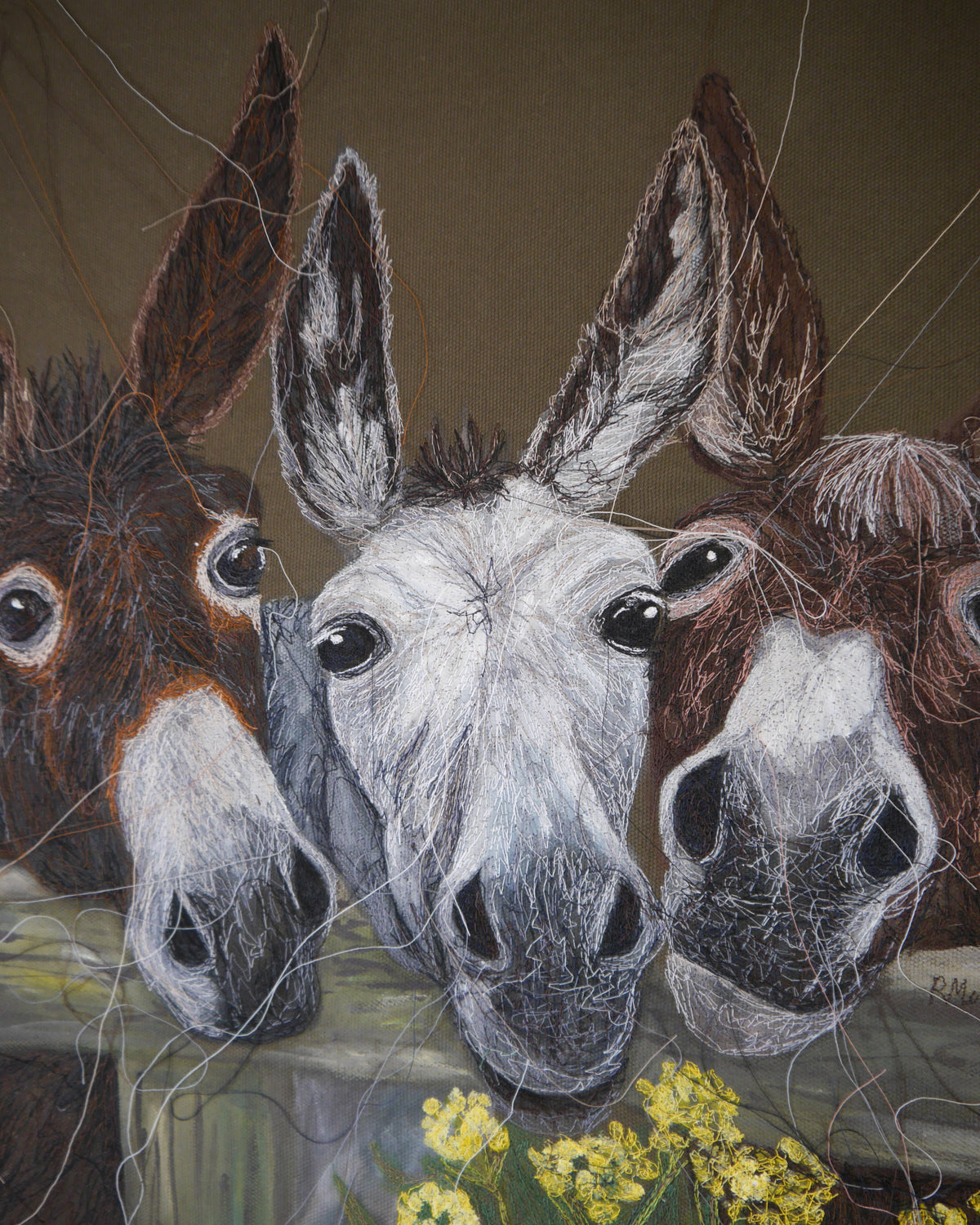 Donkey's Embroidered Canvas
