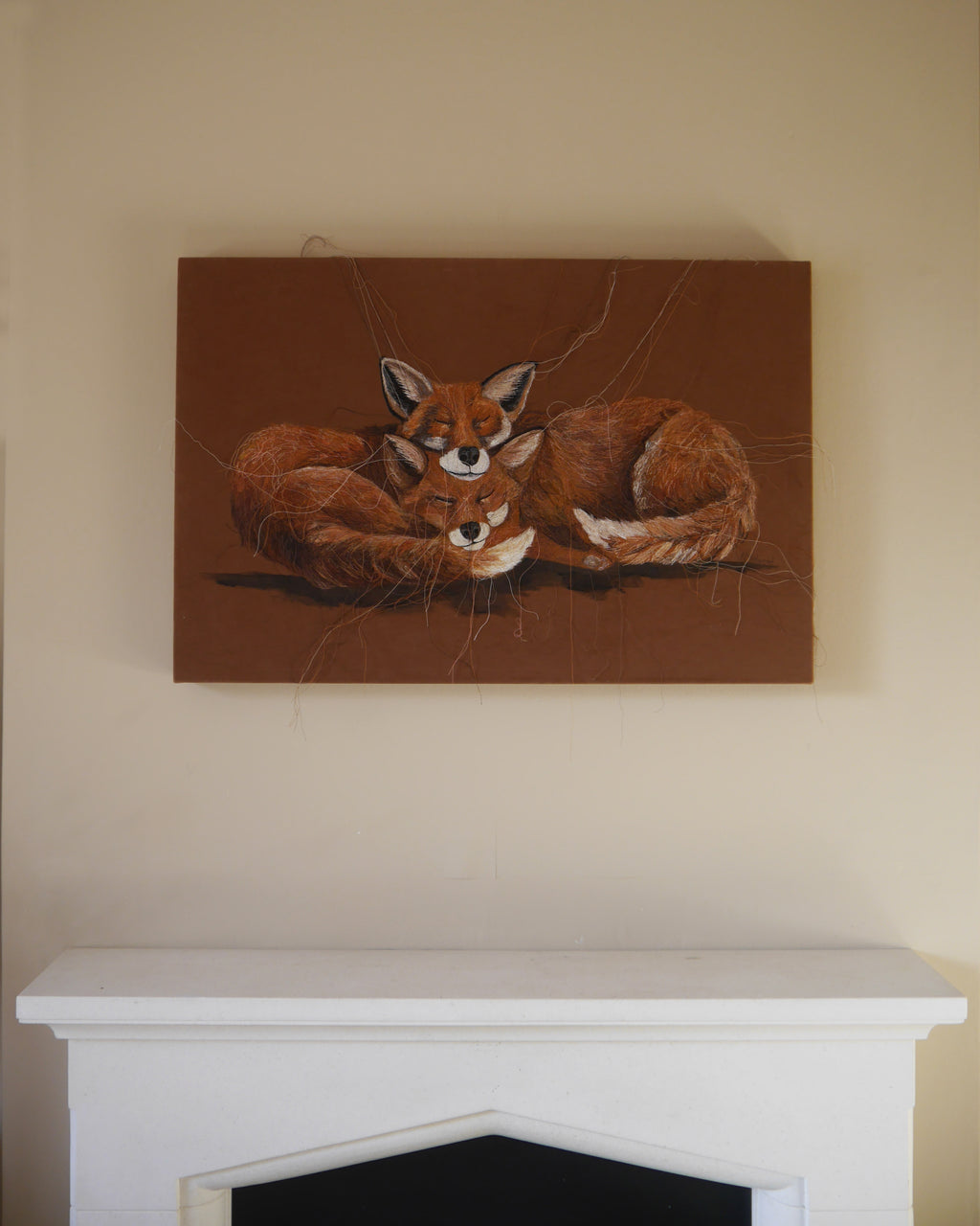 Sleeping Foxes Embroidered Canvas