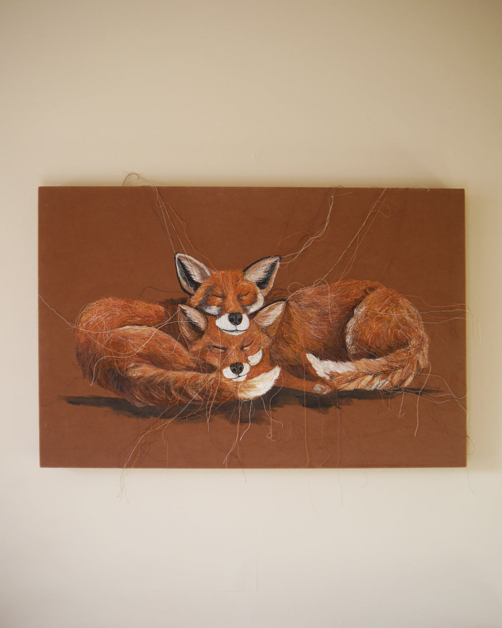 Sleeping Foxes Embroidered Canvas