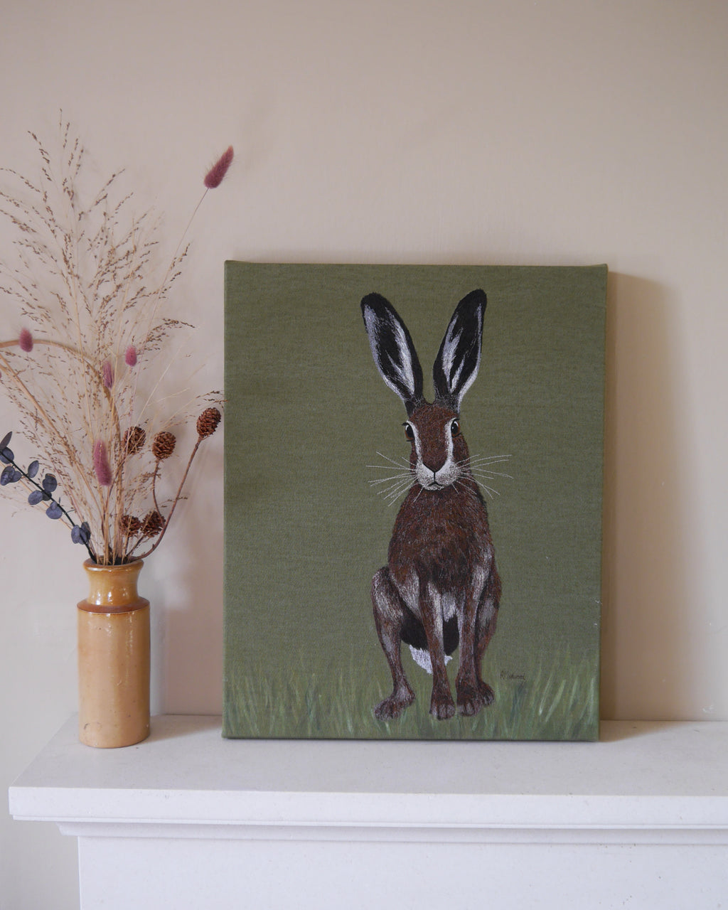 Hare Embroidered Canvas