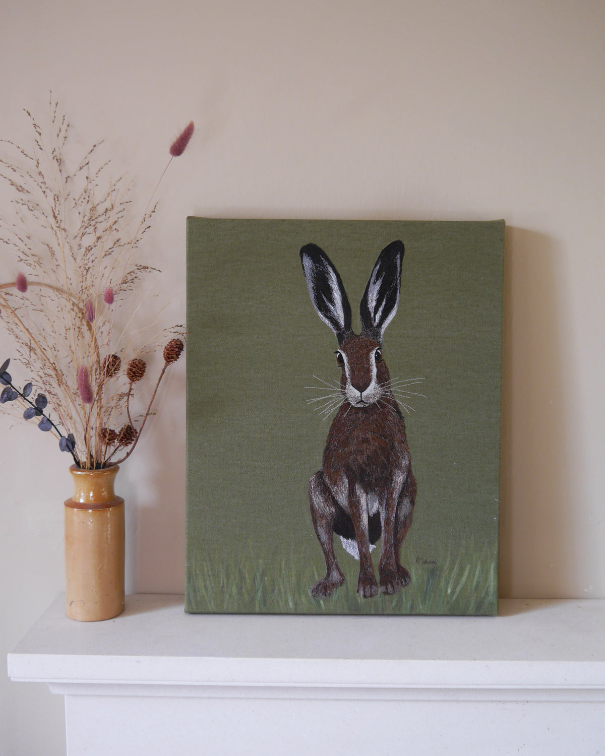 Hare Embroidered Canvas