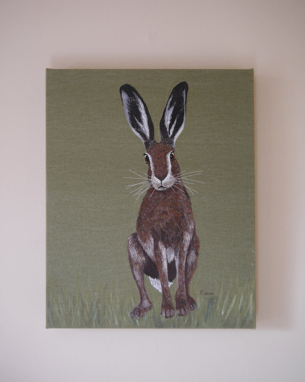 Hare Embroidered Canvas
