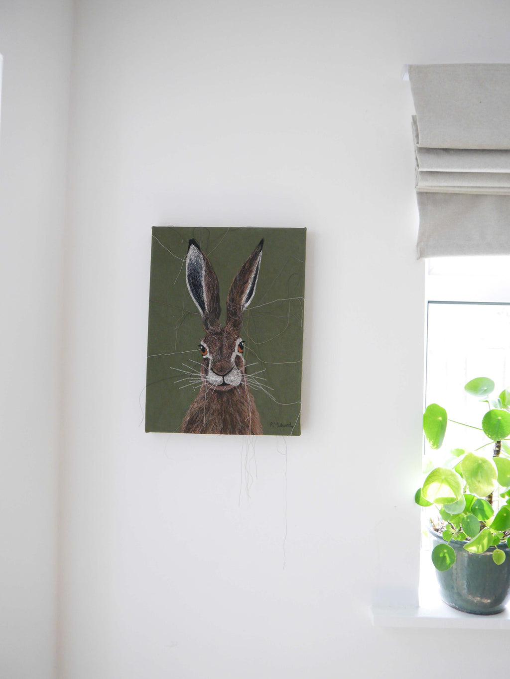 *SOLD* Hare Embroidered Canvas