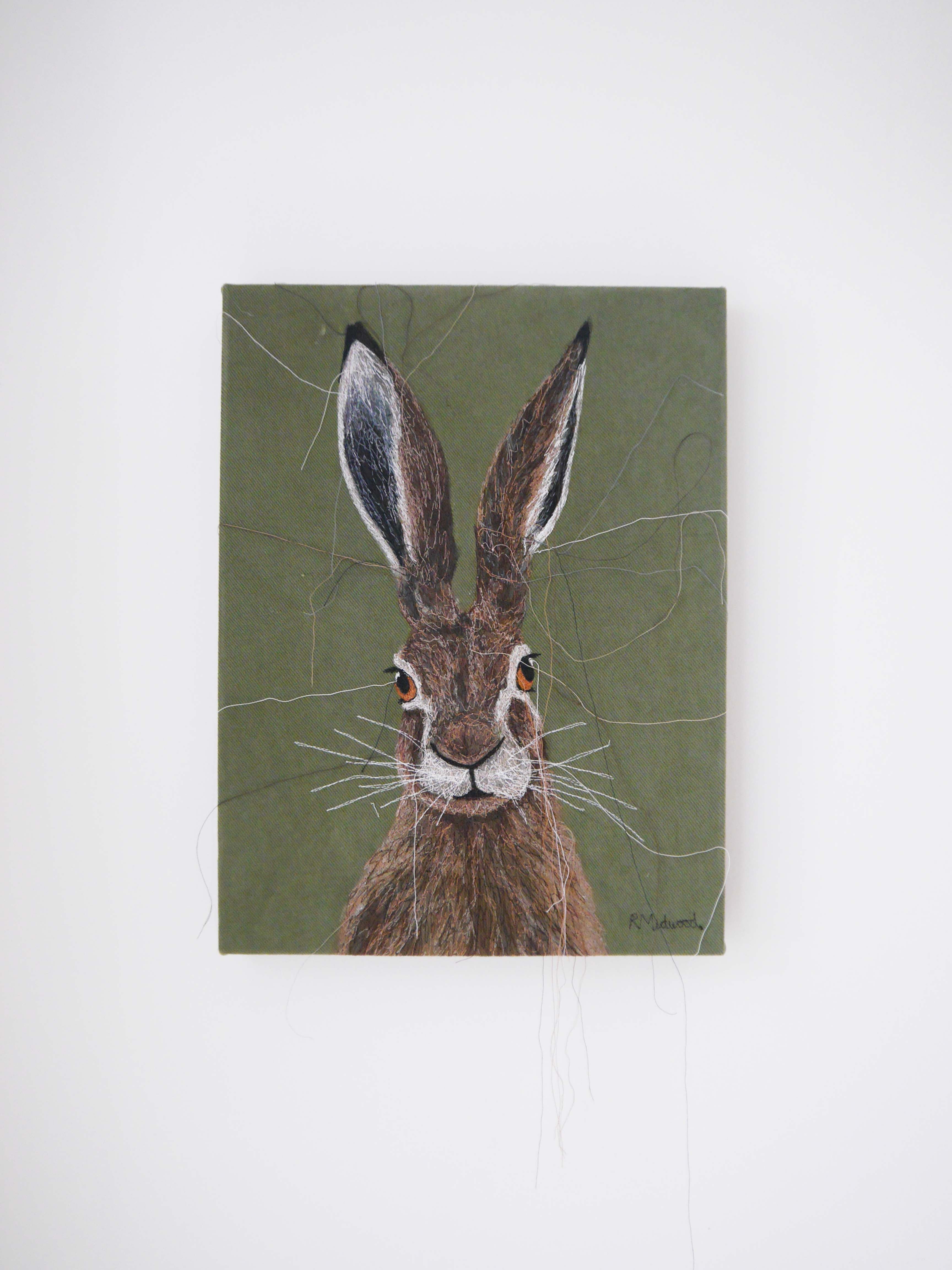 *SOLD* Hare Embroidered Canvas