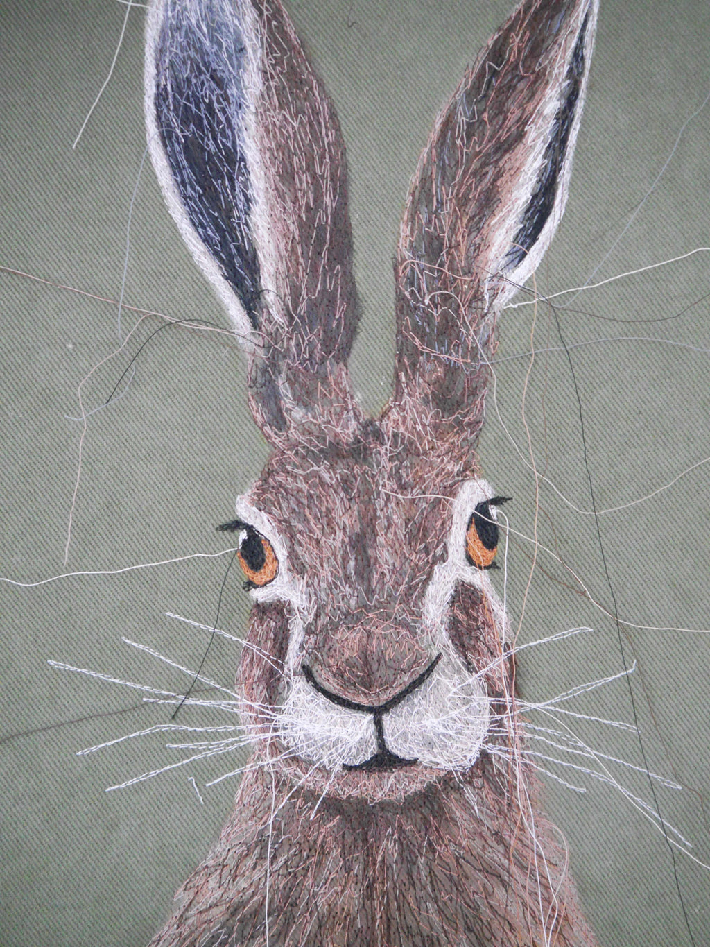 *SOLD* Hare Embroidered Canvas