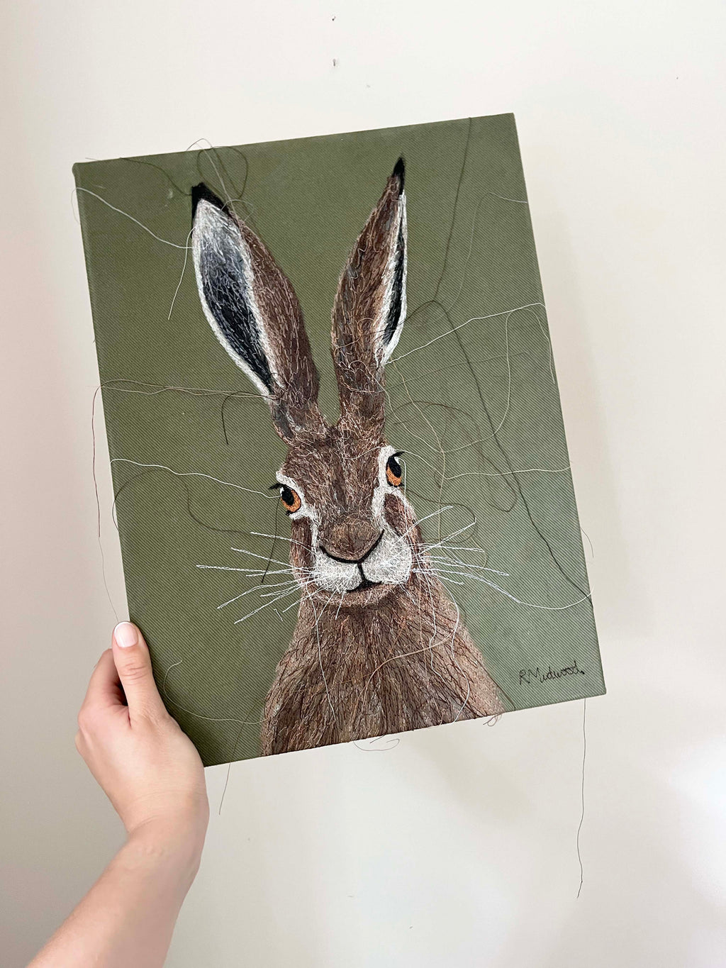 *SOLD* Hare Embroidered Canvas