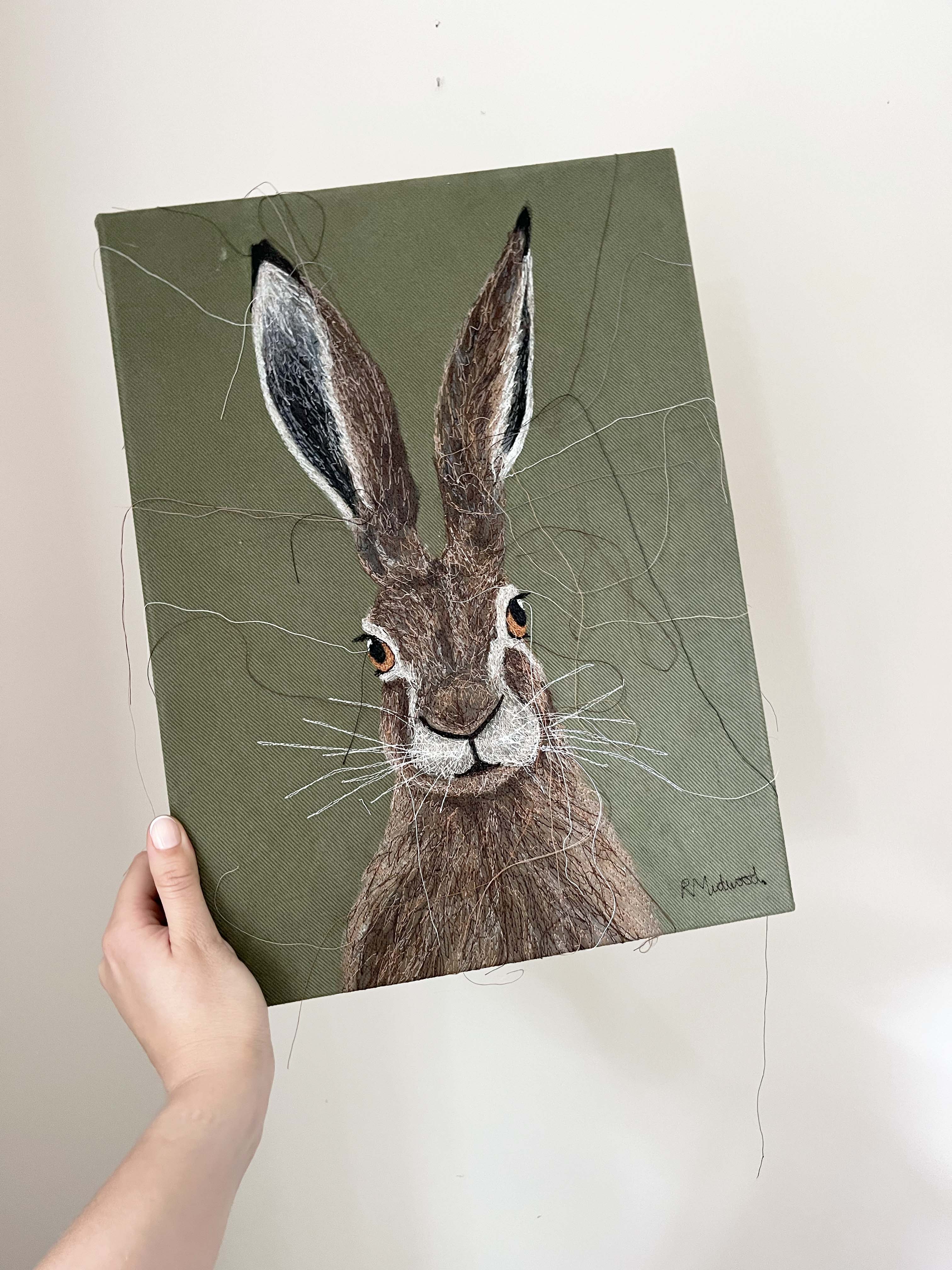 *SOLD* Hare Embroidered Canvas