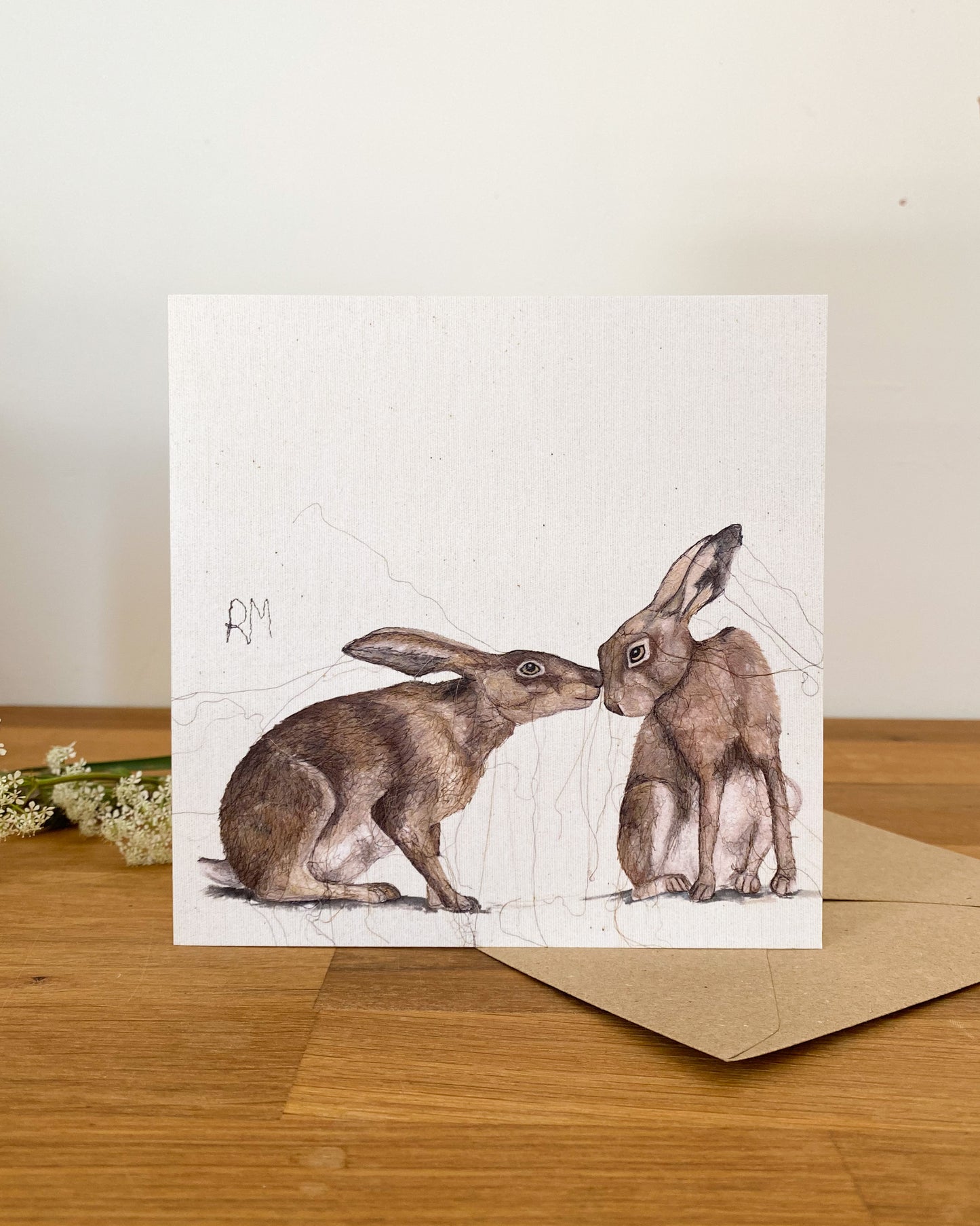 Two Hares Greetings Card