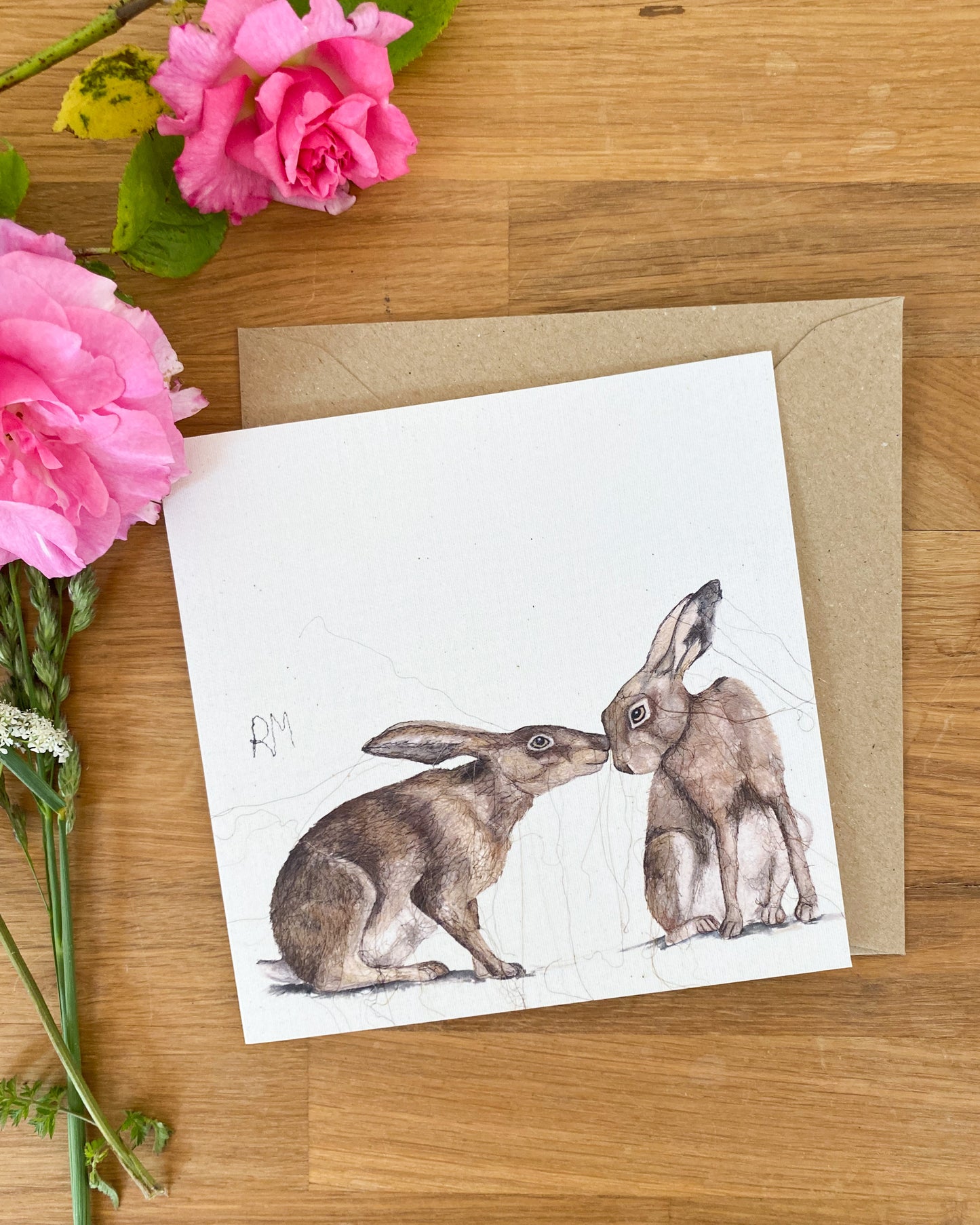 Two Hares Greetings Card