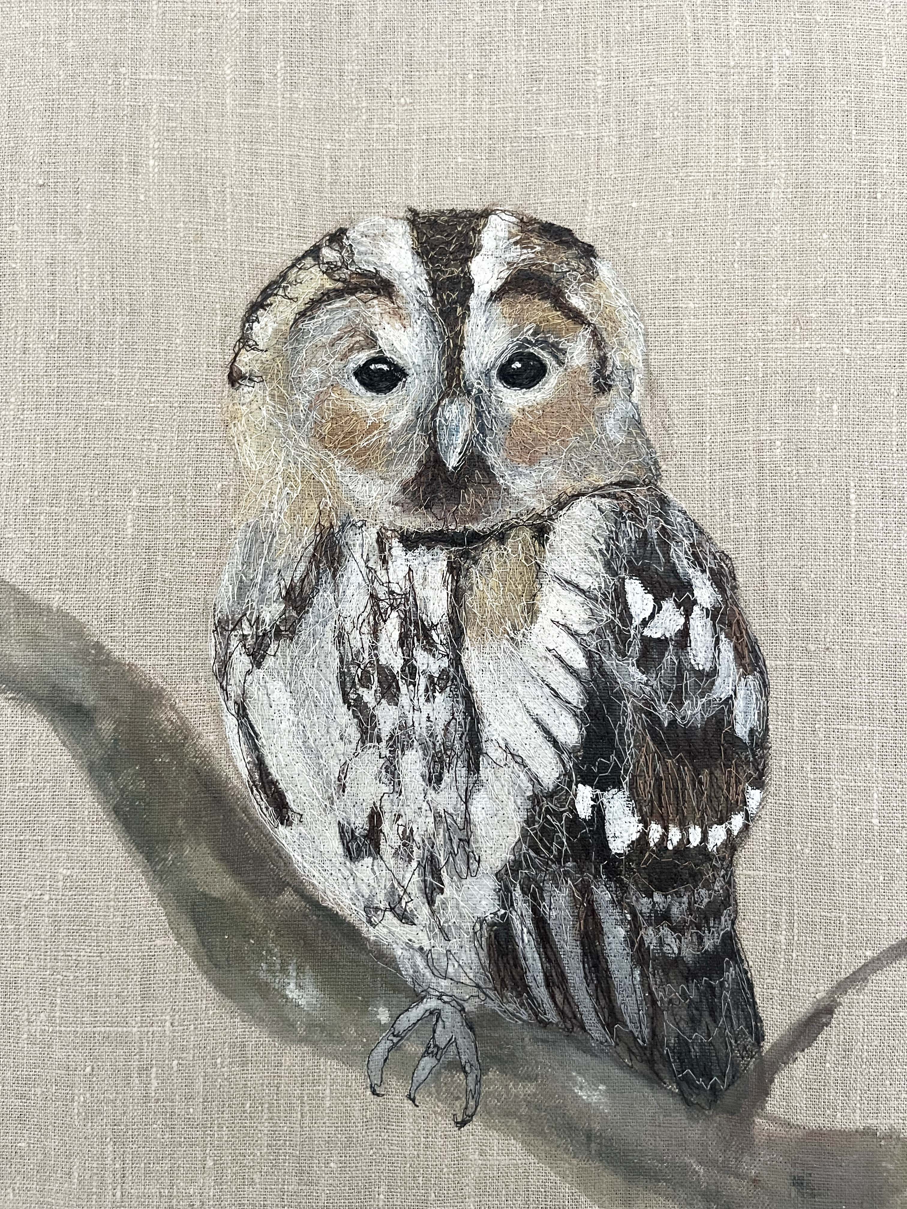 *SOLD* Barn Owl Embroidered Canvas
