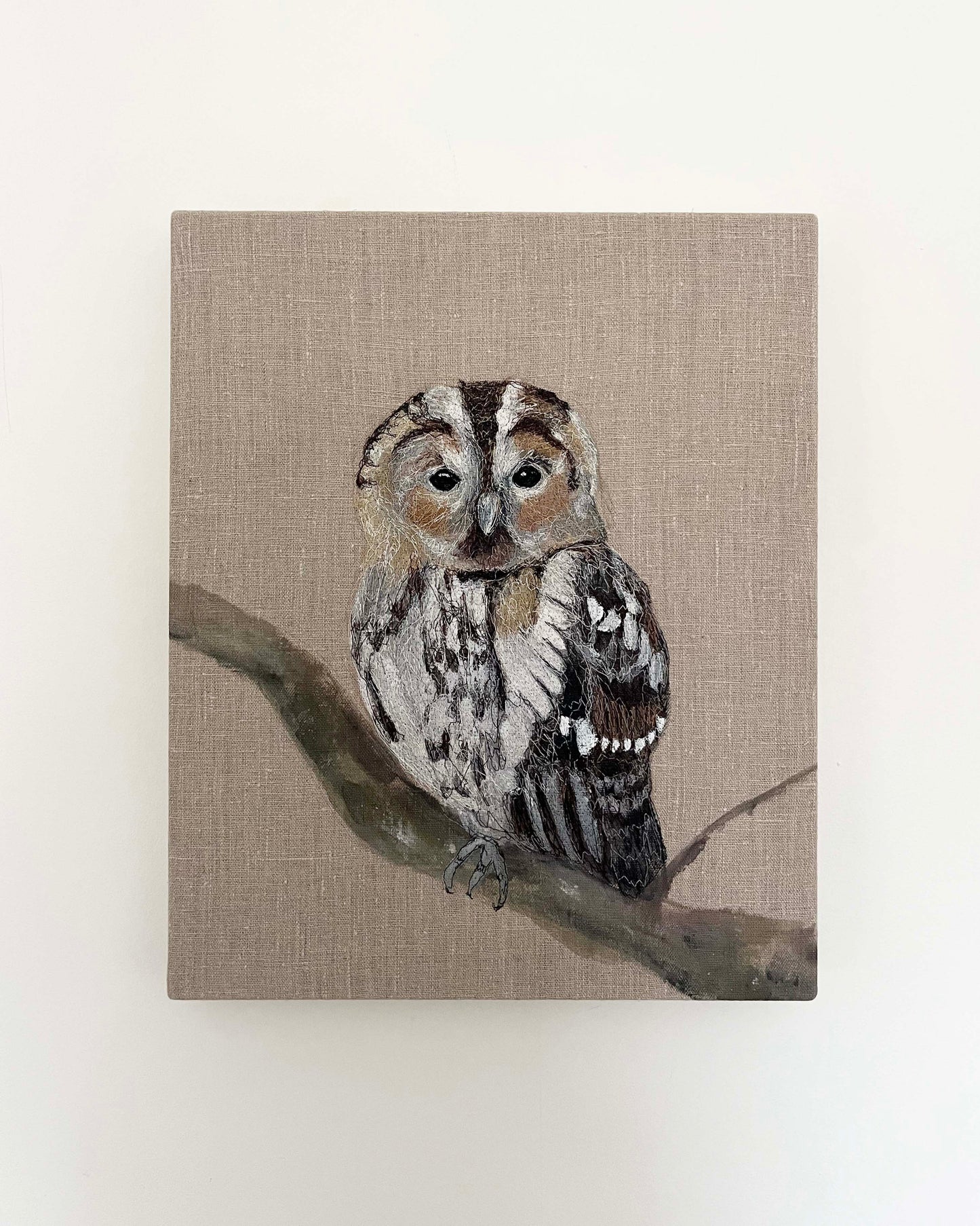 Barn Owl Embroidered Canvas