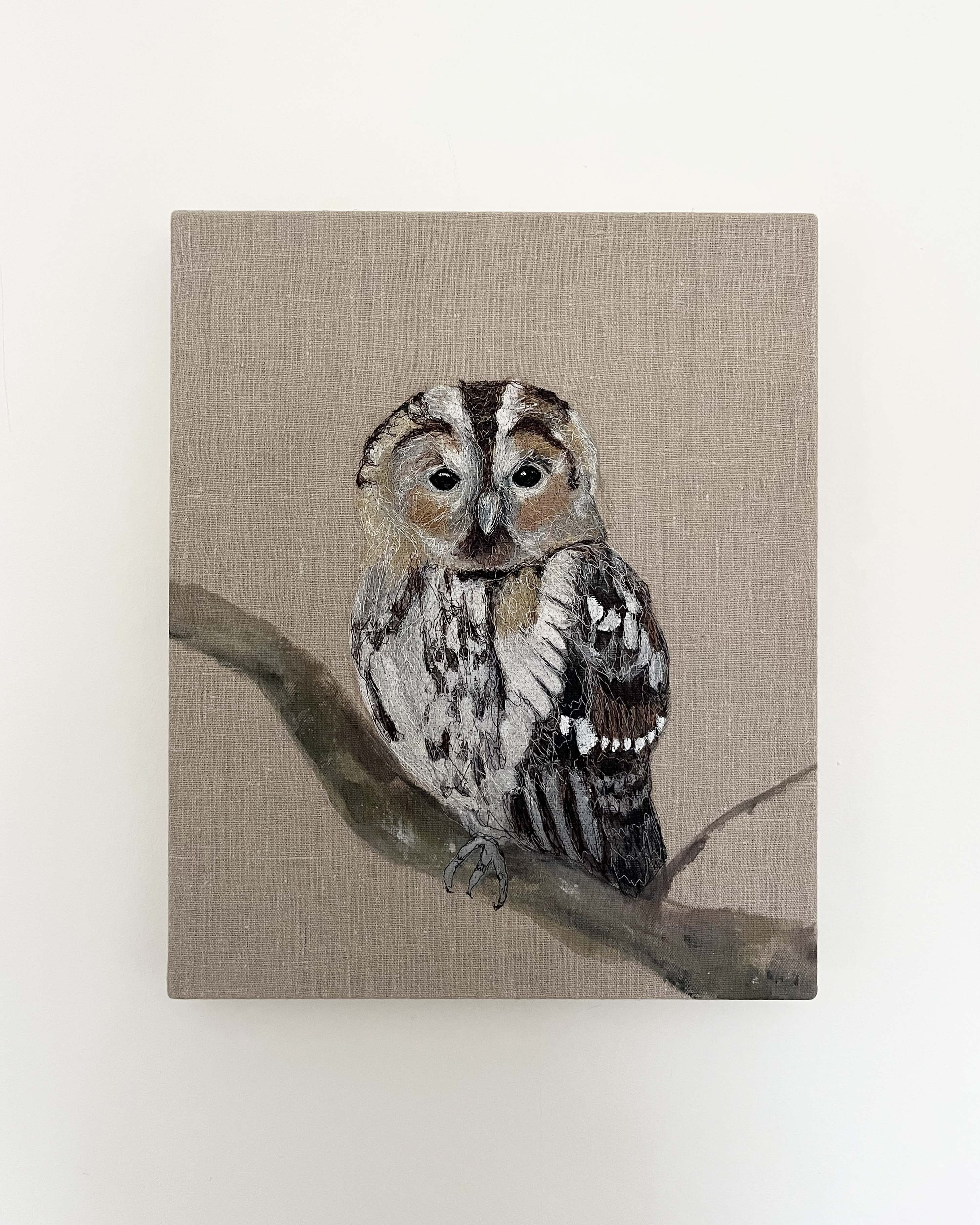 *SOLD* Barn Owl Embroidered Canvas