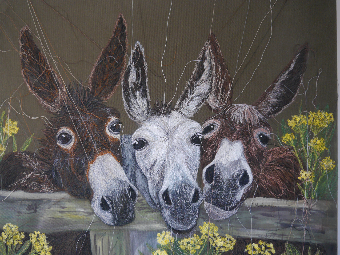 Donkey's Embroidered Canvas