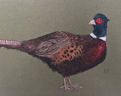 *SOLD* Pheasant Embroidered Canvas