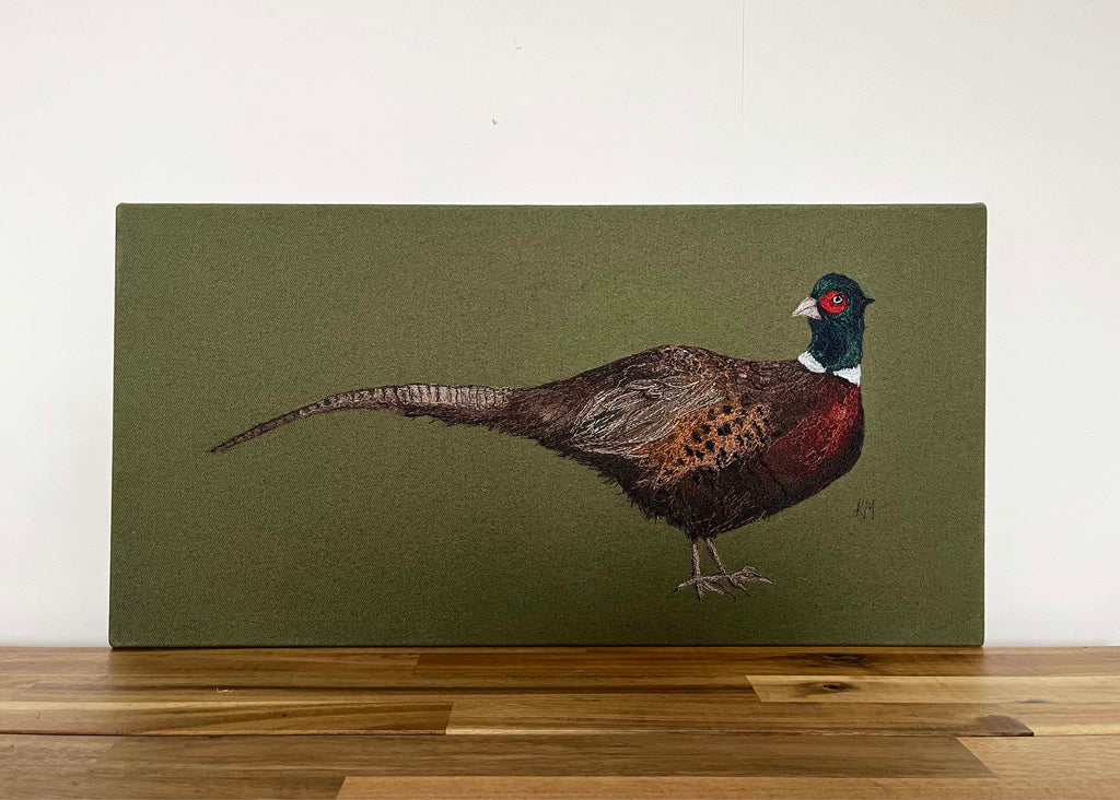 *SOLD* Pheasant Embroidered Canvas