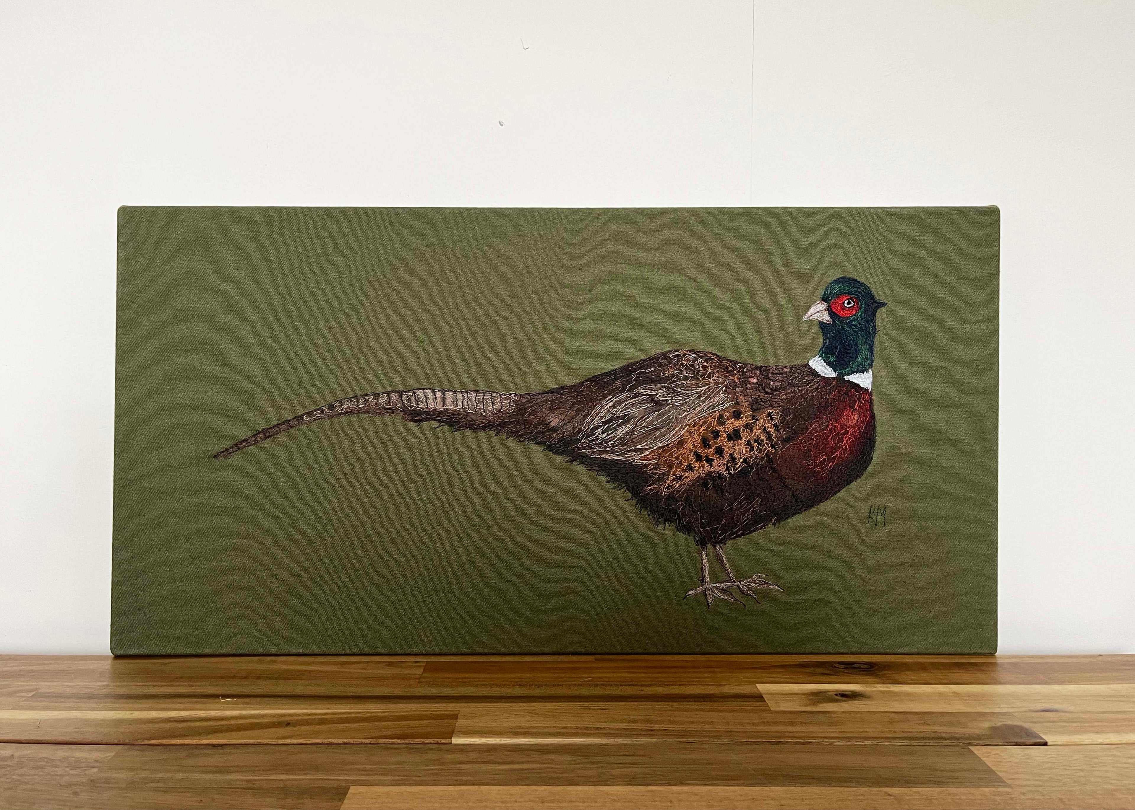 *SOLD* Pheasant Embroidered Canvas