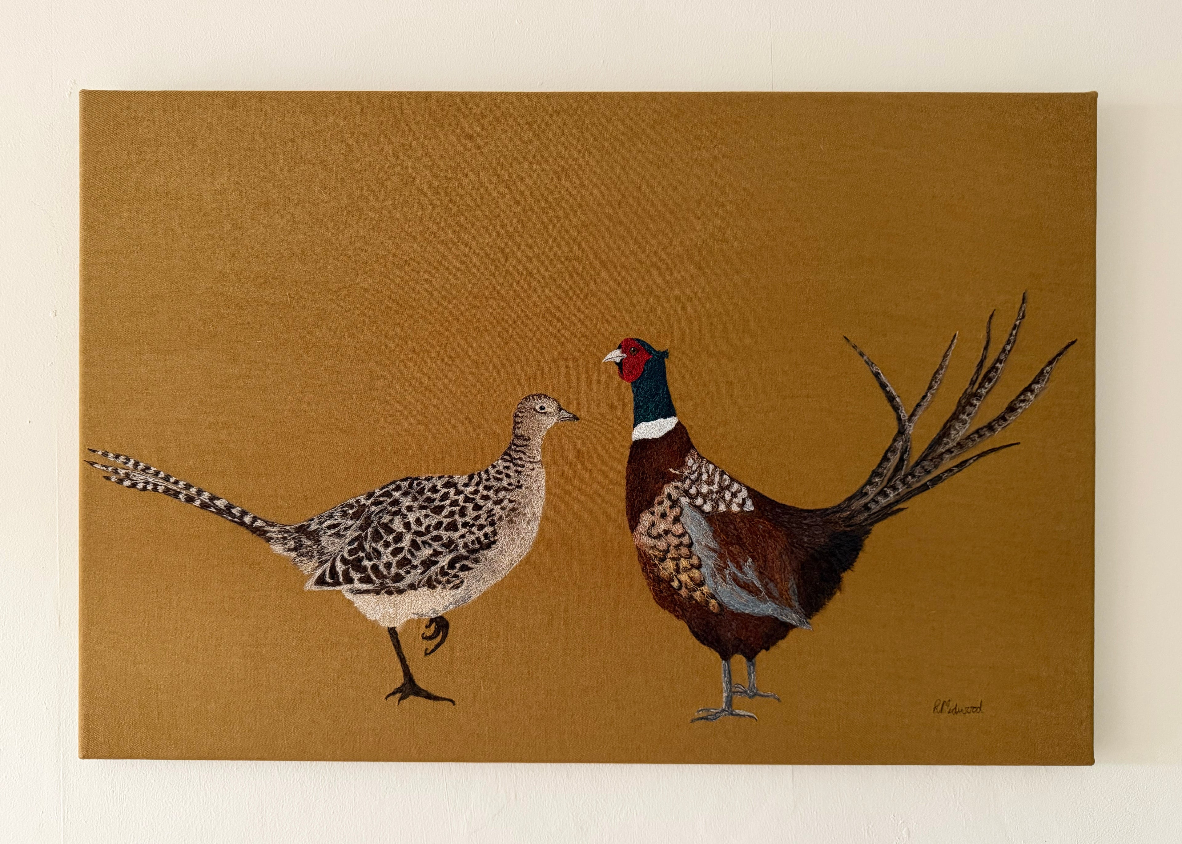 Mr & Mrs Pheasant Embroidered Canvas
