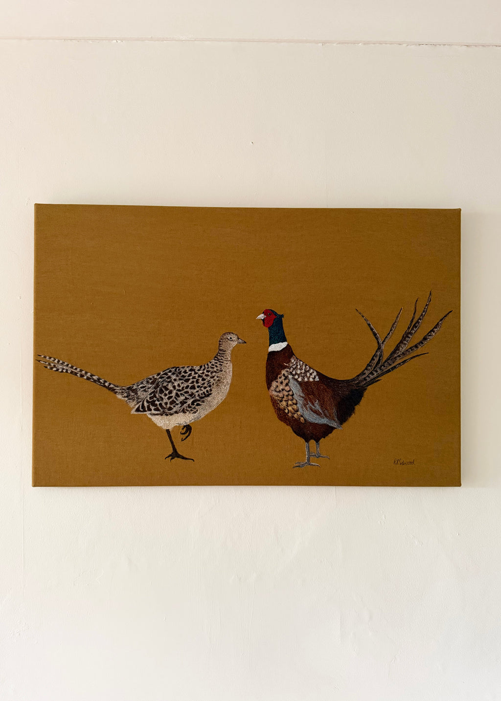 Mr & Mrs Pheasant Embroidered Canvas