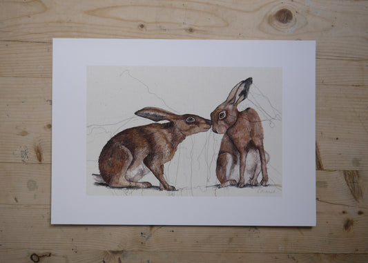 Two Hares Art Print