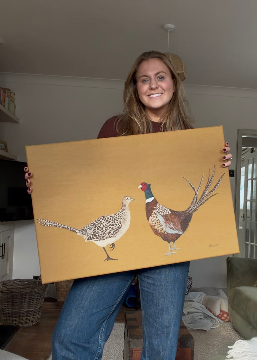 Mr & Mrs Pheasant Embroidered Canvas