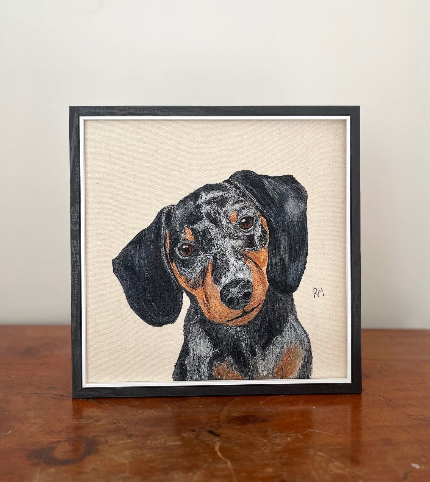 Custom Framed Embroidery Pet Portrait  Book Consultation